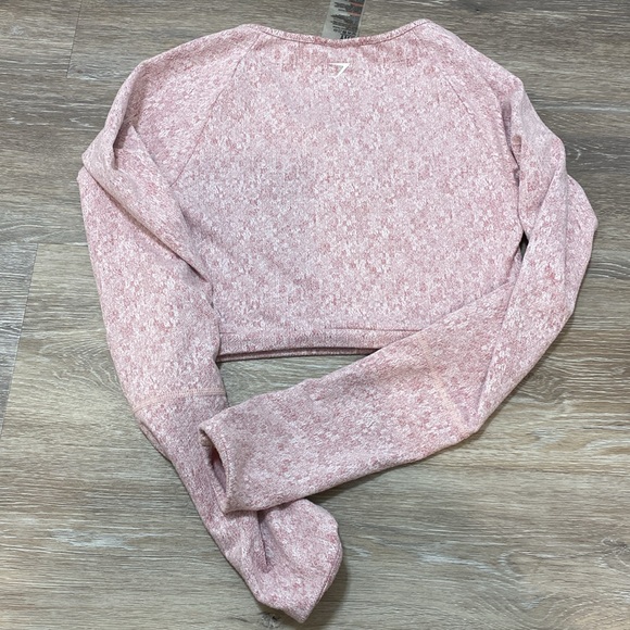 Pink Gymshark Cropped Keyhole Workout LongSleeve Top Small - Picture 7 of 9